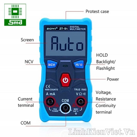 Đồng hồ vạn năng ZT-S1, đồng hồ đo điện thang đo tự động ZOYI ZT S1