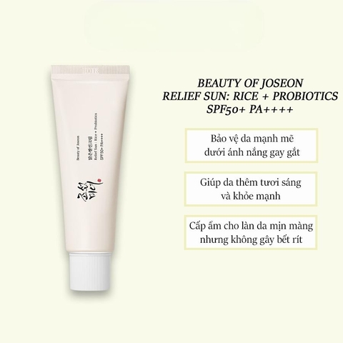 Kem Chống Nắng Hữu Cơ Từ Gạo Và Men Vi Sinh Beauty Of Joseon SPF50+ PA++++ 50ml