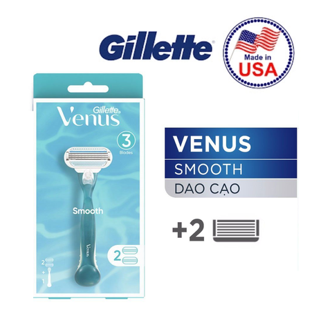 Dao Cạo Cho Nữ Cao Cấp Gillette Venus Smooth 2UP (1 Cán + 2 Lưỡi)