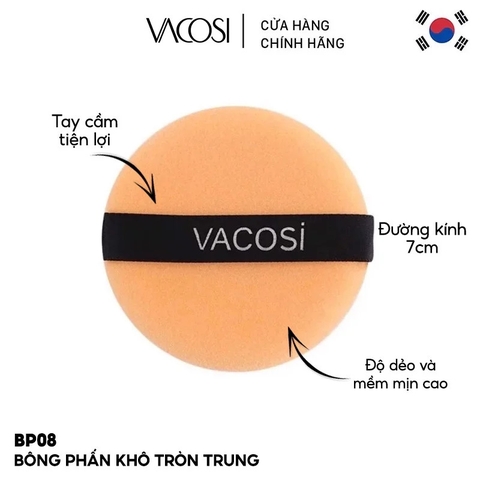 Bông Phấn Khô Tròn Size Trung Vacosi Medium Round Puff - BP08