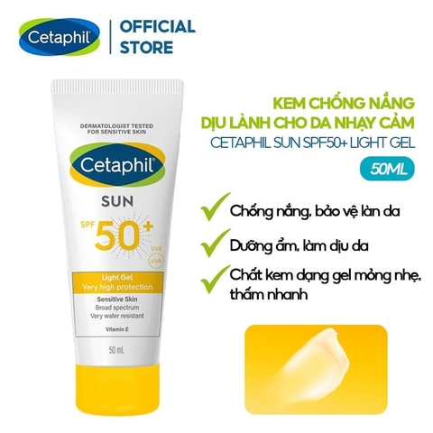 Gel Chống Nắng Dịu Nhẹ Cho Da Nhạy Cảm Cetaphil Sun SPF 50+ Light 50ml