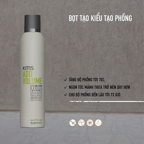 KMS ADD VOLUME Styling Foam – Bọt tạo kiểu phồng 300ml