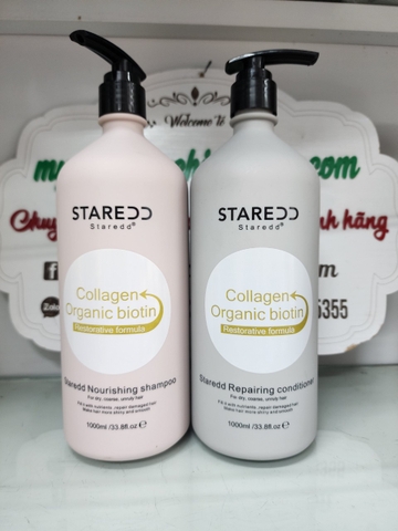 Cặp Dầu Gội Xả Collagen & Organic Biotin Staredd 1000ml