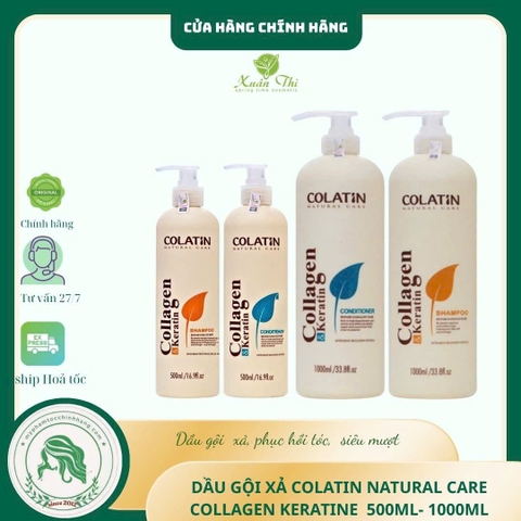 Dầu gội và xả phục hồi Colatin Collagen & Keratin  Natural Care 500ml 1000ml
