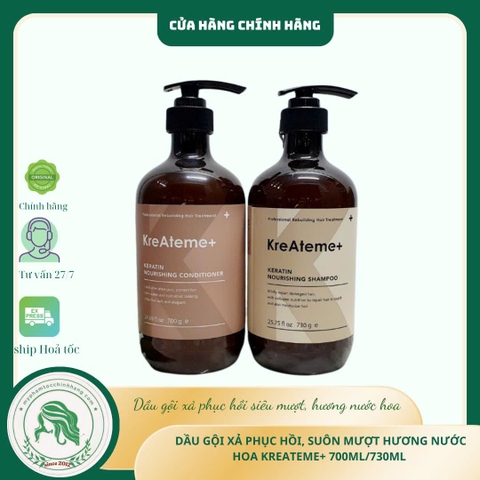 Bộ dầu gội xả dưỡng tóc KreAteme+(KreAteme+ Keratin Nourishing Shampoo & Conditioner) 750ml