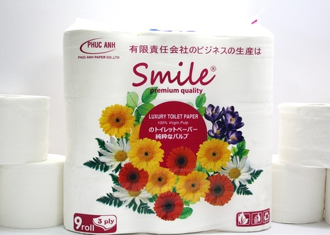 Giấy vệ sinh Smile 9 Cuộn Giấy lụa cao cấp Phúc Anh Premium Quality