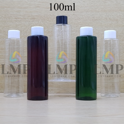 Chai PET vai ngang nắp vặn trơn 100ml
