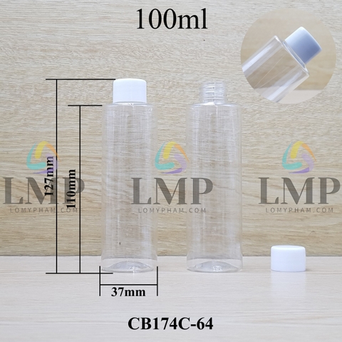 Chai PET vai ngang nắp vặn trơn 100ml