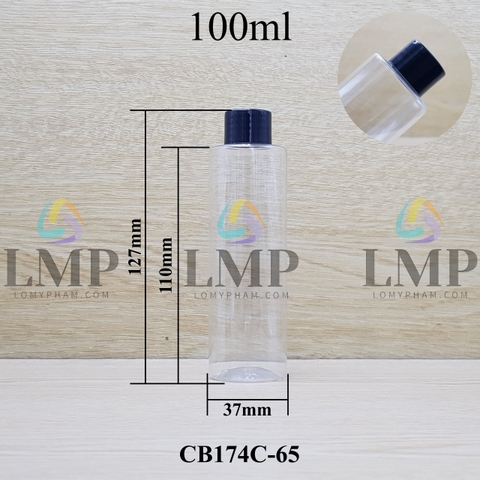 Chai PET vai ngang nắp vặn trơn 100ml