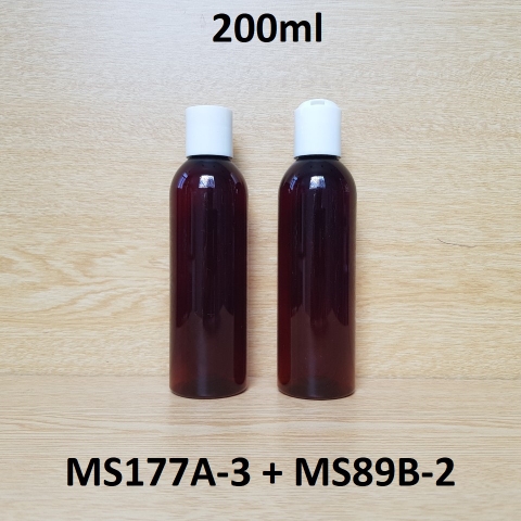 Chai nâu vai tròn nắp nhấn trắng 200ml