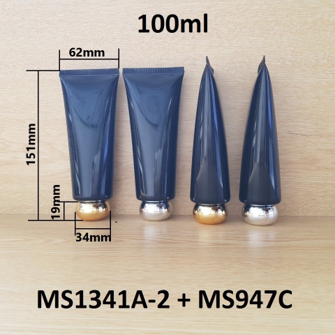 Tuýp tròn đen bóng nắp bạc 100ml