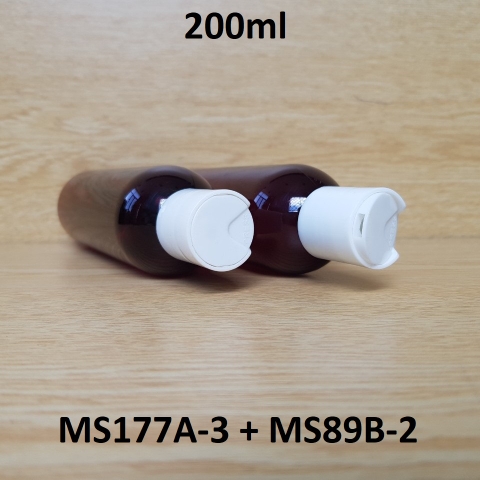 Chai nâu vai tròn nắp nhấn trắng 200ml