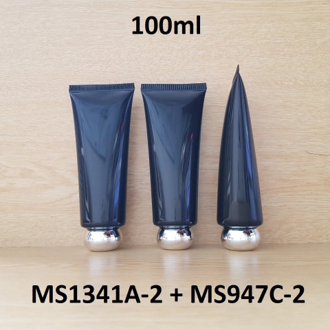 Tuýp tròn đen bóng nắp bạc 100ml