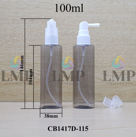 Chai PETG vai ngang đầu xịt mũi 90 độ