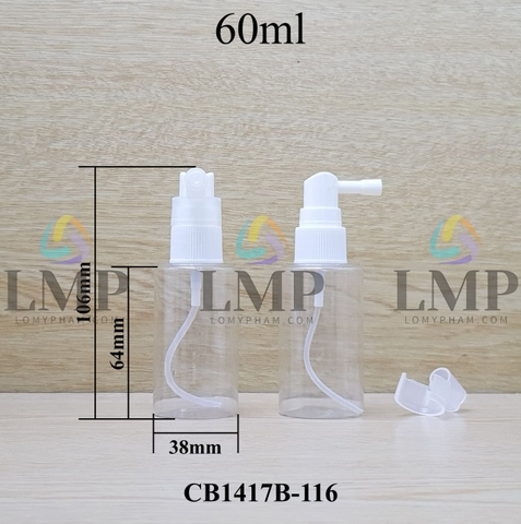Chai PETG vai ngang đầu xịt mũi 90 độ