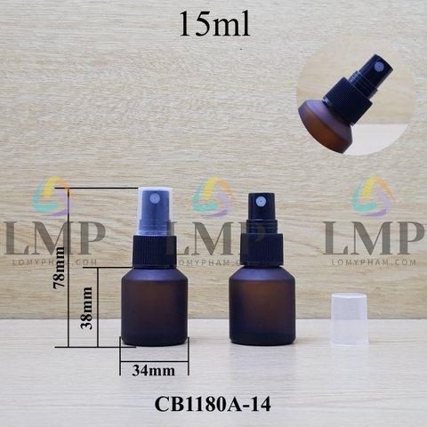 Chai thủy tinh vát đầu phun sương sọc 15ml