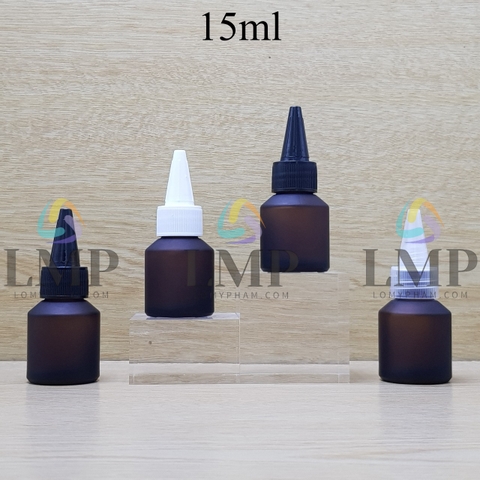 Chai thủy tinh vát nắp nhọn sọc 15ml