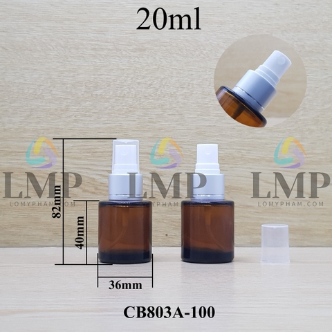 Chai thủy tinh nâu đầu phun sương xi 1 viền