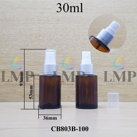 Chai thủy tinh nâu đầu phun sương xi 1 viền