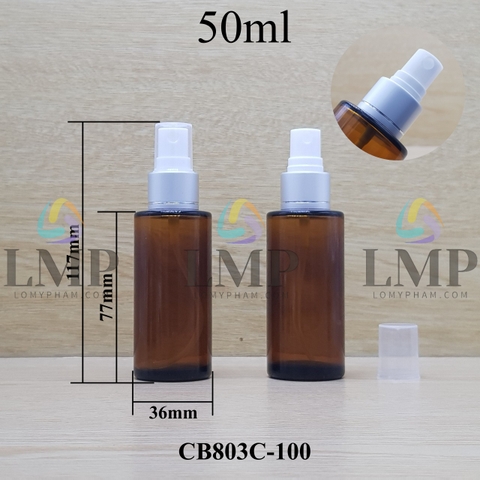 Chai thủy tinh nâu đầu phun sương xi 1 viền