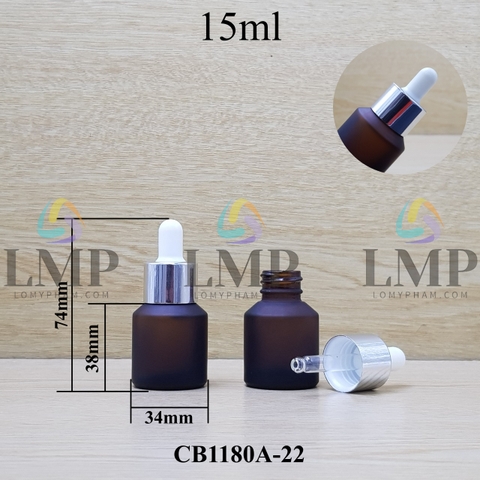Chai thủy tinh vát nắp bóp khoen nhôm 15ml