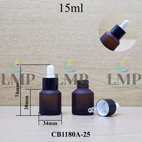 Chai thủy tinh vát nắp bóp khoen nhôm 15ml