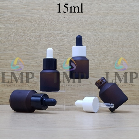 Chai thủy tinh vát nắp bóp khoen nhựa trơn 15ml