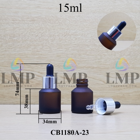 Chai thủy tinh vát nắp bóp khoen nhôm 15ml