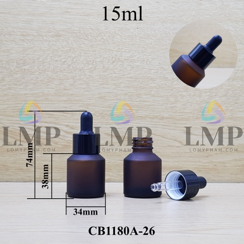 Chai thủy tinh vát nắp bóp khoen nhôm 15ml