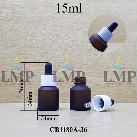 Chai thủy tinh vát nắp bóp khoen nhựa trơn 15ml