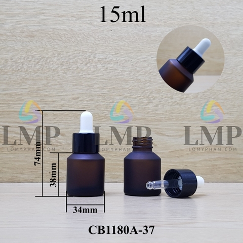 Chai thủy tinh vát nắp bóp khoen nhựa trơn 15ml