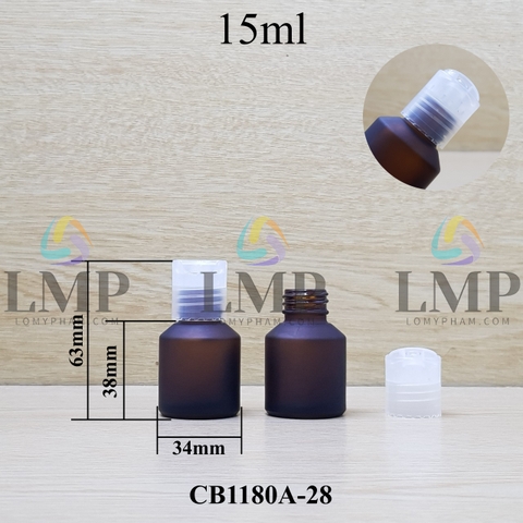 Chai thủy tinh vát nắp nhấn 15ml