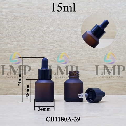 Chai thủy tinh vát nắp bóp khoen nhựa trơn 15ml