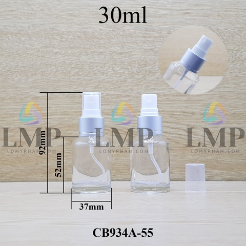 Chai thủy tinh vát đầu phun sương xi 1 viền 30ml