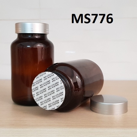 Hũ TT viên nang NÂU nắp vàng - bạc 2 viền 200g