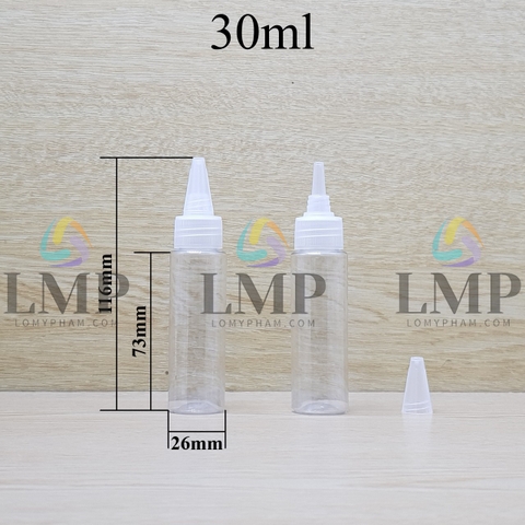 Chai vai ngang nắp nhọn sọc 30ml