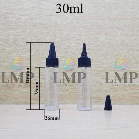 Chai vai ngang nắp nhọn sọc 30ml