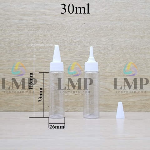 Chai vai ngang nắp nhọn sọc 30ml