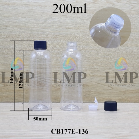 Chai 24g vai tròn nắp vặn sọc 200ml