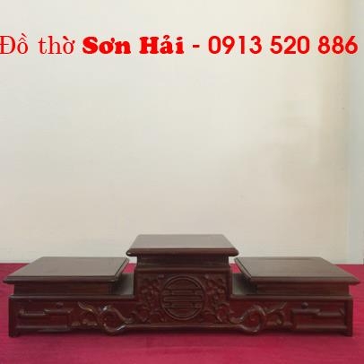 Tam sơn, tam cấp, kê 3 bát hương, bằng gỗ hương, chạm mẫu cổ cao cấp, rộng 20cm.