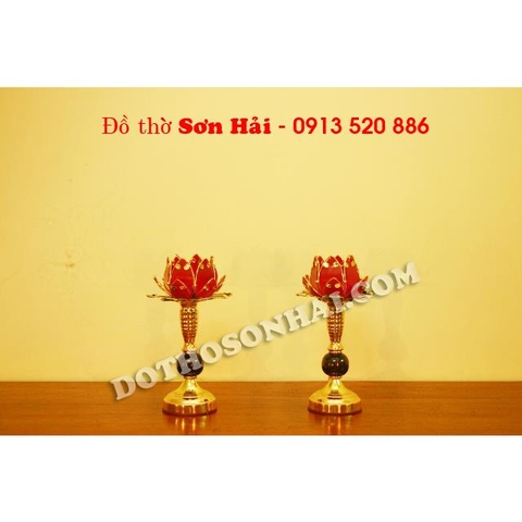 Đèn thờ cúng hoa Sen cao cấp cắm điện đẹp, cao 32cm