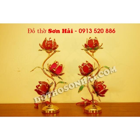 Đèn thờ hoa Sen 3 bông cao cấp, cao 55cm