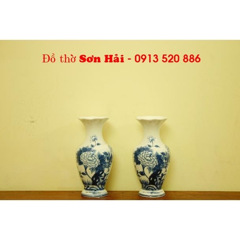 Lọ hoa Bát Tràng, men lam giả cổ cao cấp, cao 30cm