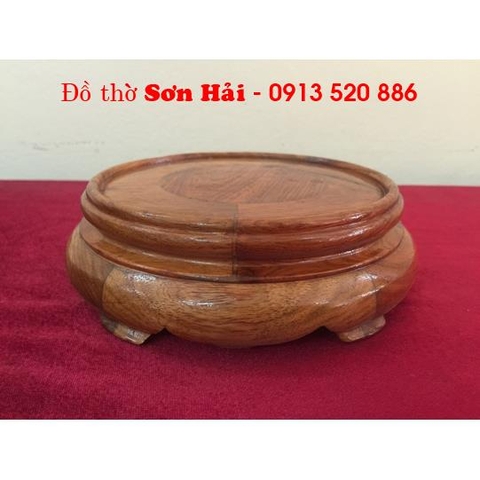 Đế bát hương gỗ tròn đẹp, mẫu cổ, gỗ hương, đường kính 17cm