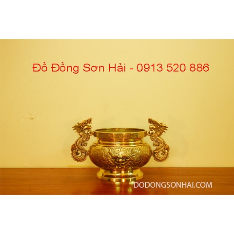 Bát hương đồng Đài Loan rộng 25cm, cao 20cm, mã A117