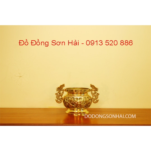 Lư hương bằng đồng Đài Loan rộng 16,5cm, cao 16,5cm, mã A120