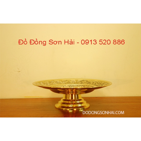 Đĩa đồng thờ, mâm bồng bằng đồng Đài Loan Phú Quý, rộng 40cm, mã D440