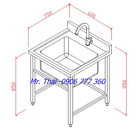 Chậu Rửa Đơn 600mm