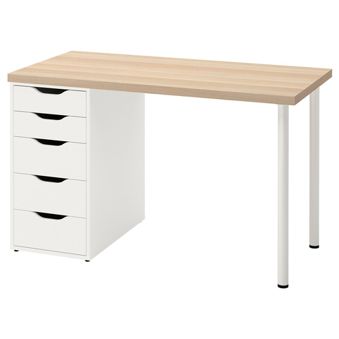 BÀN LÀM VIỆC LAGKAPTEN / ALEX IKEA - MẶT SỒI/TRẮNG 120x60 cm
