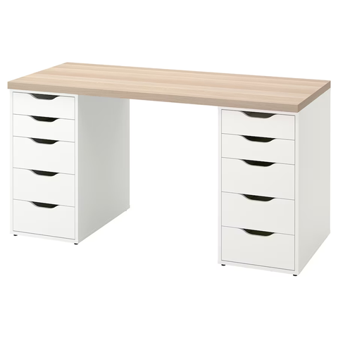 BÀN LÀM VIỆC LAGKAPTEN / ALEX IKEA - SỒI/TRẮNG 140x60 cm